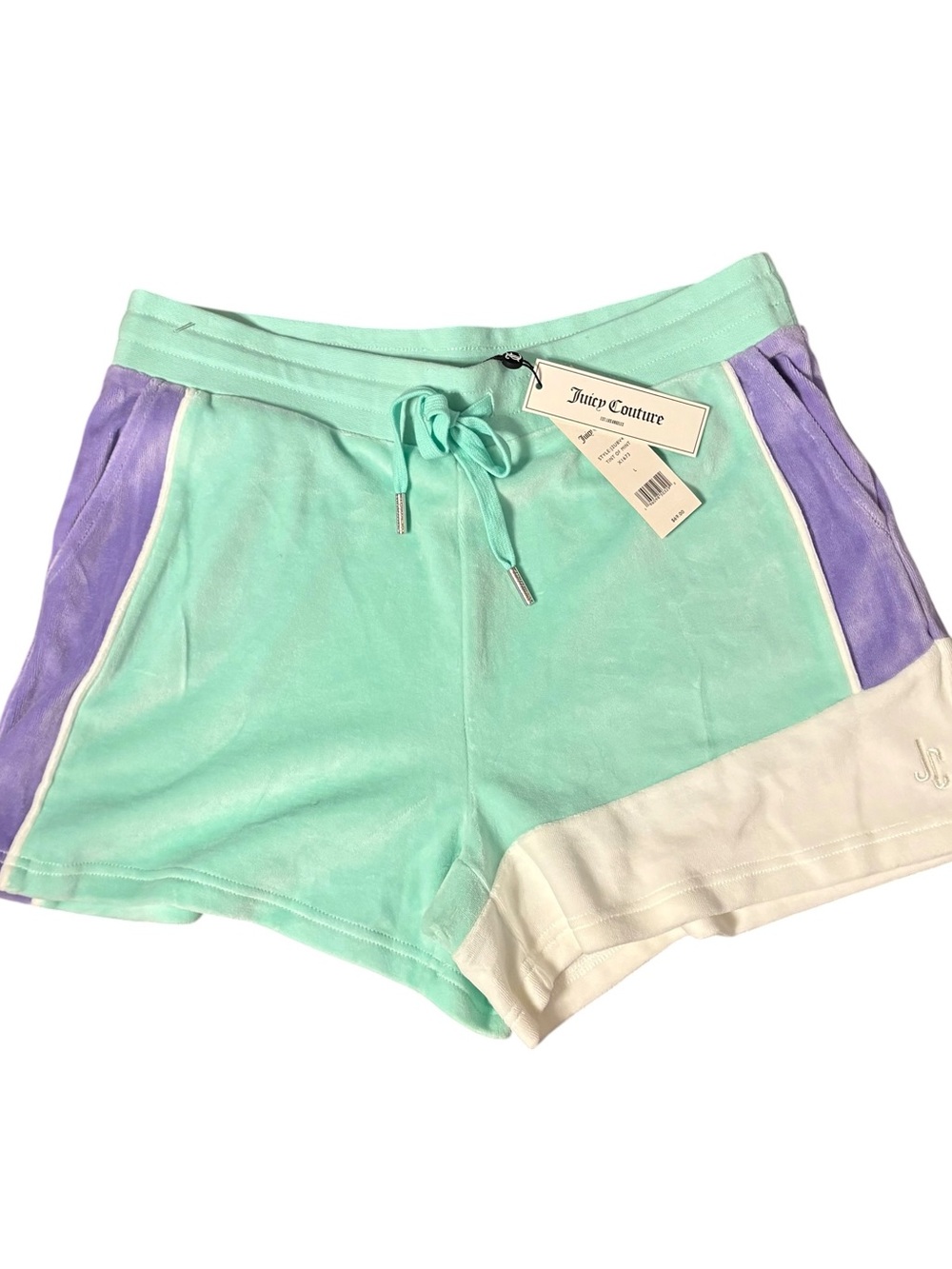 Juicy Couture Mint & Lavender Velour Drawstring Shorts NWT